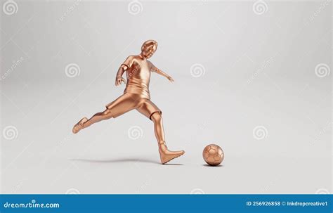 Golden Soccer Football Player Kicking A Ball In An Action Pose D