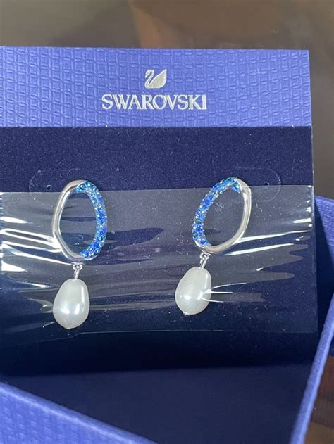 Swarovski Ohrringe Mit Perle Und Blau Steine Kaufen Auf Ricardo