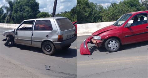 Dois Carros Colidem Pr Ximo Cabeceira Da Ponte Em S O Mateus Do Sul