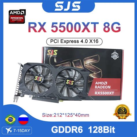 Sjs rx5500xt 8g placa gráfica gddr6 rx 5500 xt 8gb 128bit dp 3 hdmi