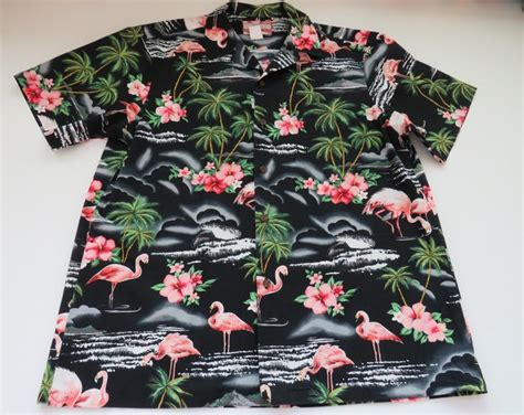 Vintage Flamingos Hawaiian Aloha Shirt By Rjc Size Large Pink Flamingos