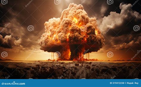 Explosion Town Skyline Making Nuclear Fire Photography Image Stock