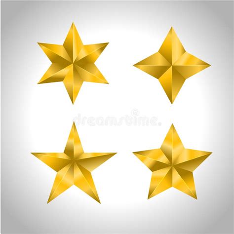 Star Realistic Metallic Golden Isolated Yellow 3d Stock Illustration