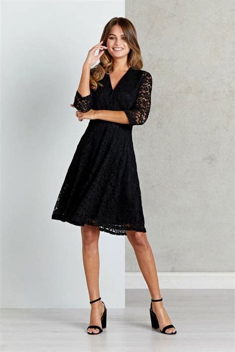 Mela Black Delicate Lace Long Sleeve Dress