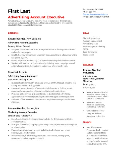 Account Executive Cv Examples For Resume Worded