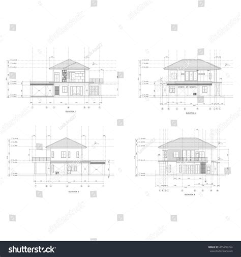 Sketch Drawing Elevation Home Building Architecture Stock Illustration 455990764 | Shutterstock