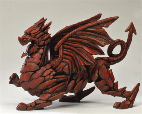 Hand Painted Contemporary Red Dragon Sculpture made in UK