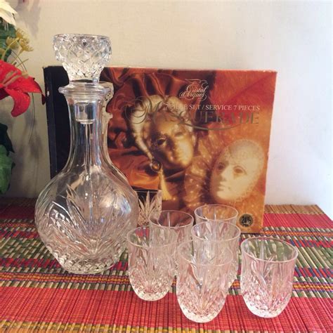 Cristal Darques Masquerade Lead Crystal Wine Glasses Decanter Set