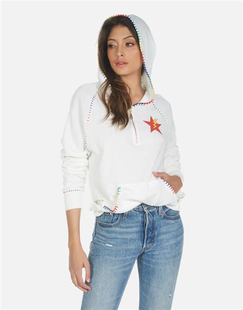 Rainbow Lightning Eye Half Zip Hoodie Dezi By Lauren Moshi