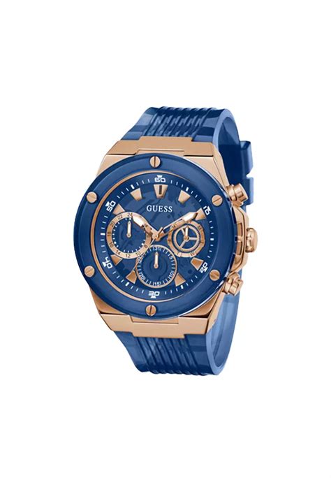 Buy Guess Watches GUESS POSEIDON MENS SPORT Rose Gold Tone Case Blue