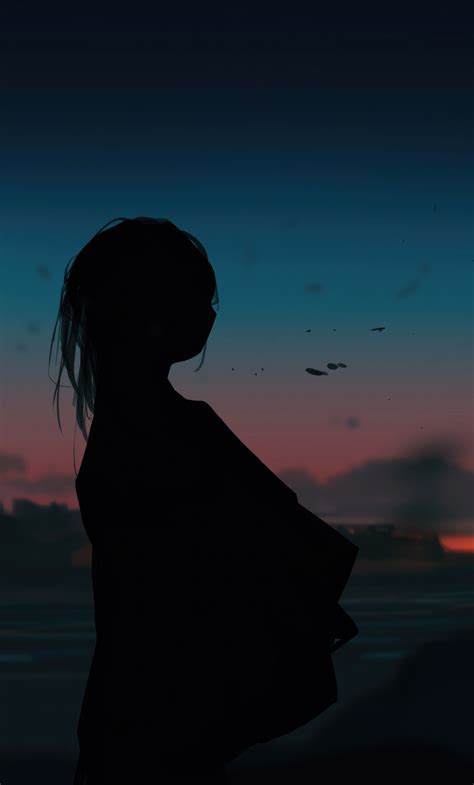 1280x2120 Anime Girl In Nighttime Silhouette iPhone 6+ ,HD 4k ...