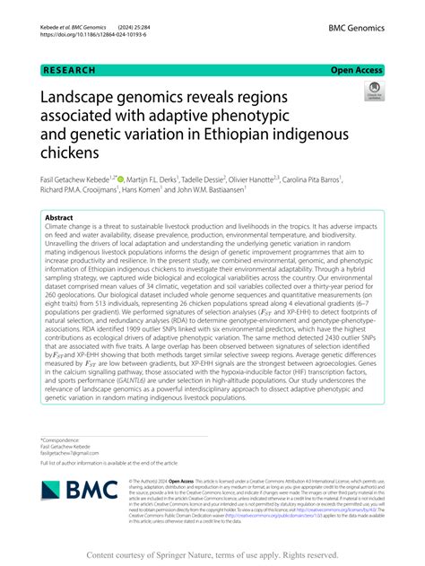 Pdf Landscape Genomics Reveals Regions Associated With Adaptive