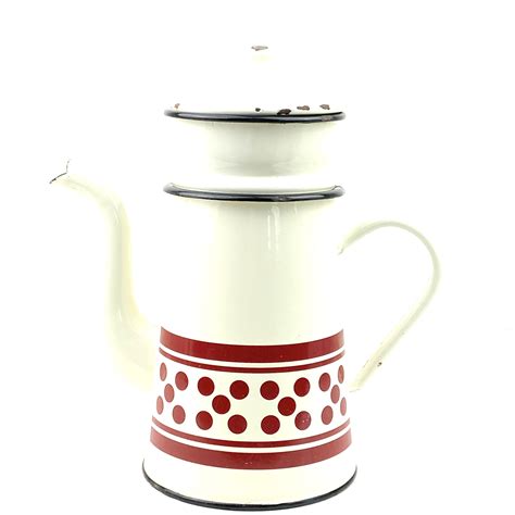 Cafetière tôle émaillée à pois vintage et durable Boutique Broc Up