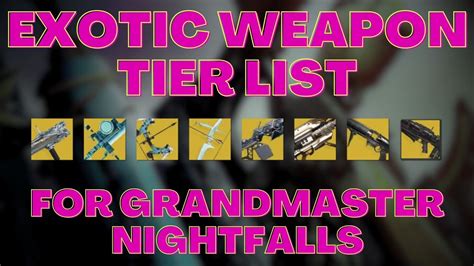 Exotic Weapons Tier List For Pve Grandmaster Nightfalls Destiny