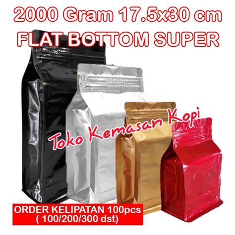 Jual Kemasan Flat Bottom Super Padat 2000 17x30cm Kemasan Kopi 1000gr