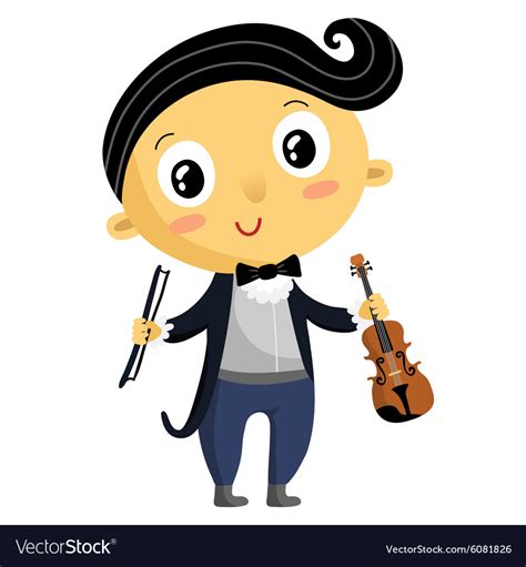 Kid Musician Cartoon Character Isolated On White Vector Image