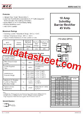 MBRD1045CTQ TP Datasheet PDF Micro Commercial Components