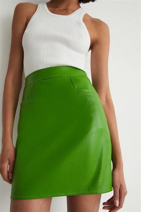 Skirts Faux Leather Pocket Detail Pelmet Skirt Warehouse