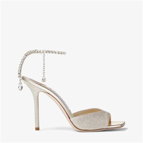 Saeda Sandal Platinum Ice Dusty Glitter Sandals With Crystal