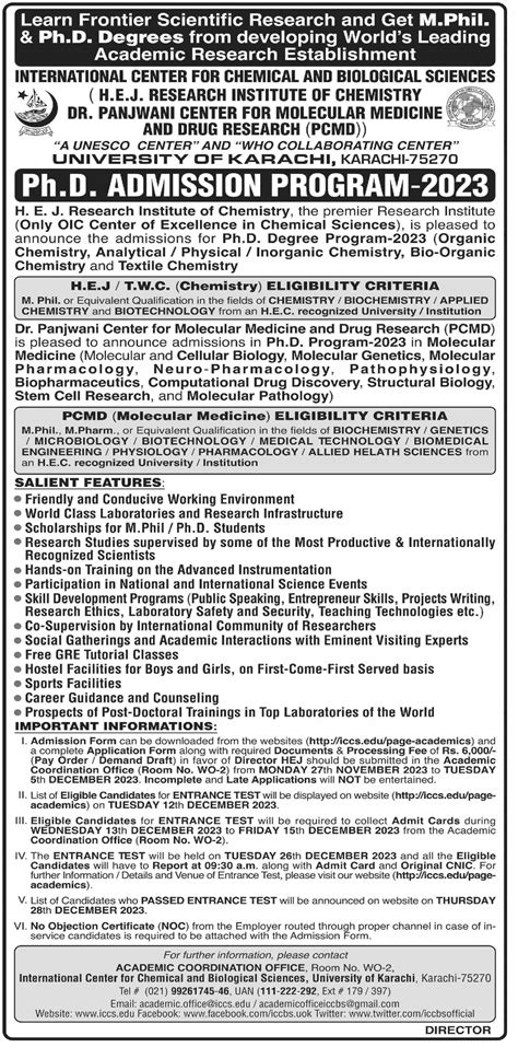 University Of Karachi Uok Phd Degree Admissions 2023 2024 Government Admissions University