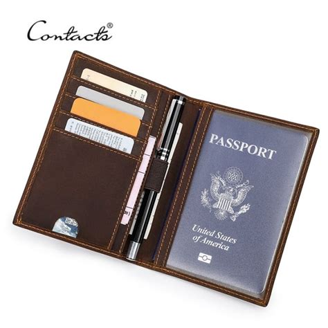 Contact S Passport Holder Men Genuine Leather Thin Id Card Holder For