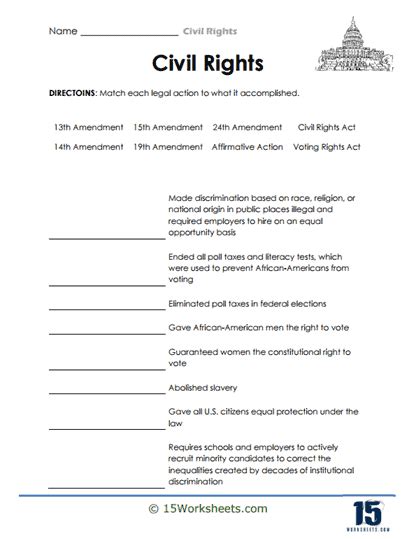 Civil Rights Worksheets