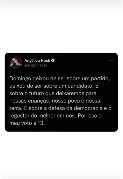 Angélica declara voto em Lula no segundo turno das eleições