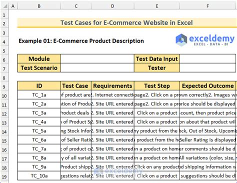 Test Case Excel Template