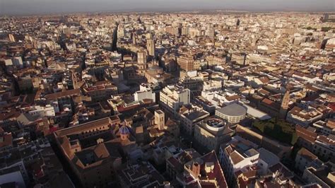 Aerial Shot Of Valencia City Centre With Its Architecture And Ancient