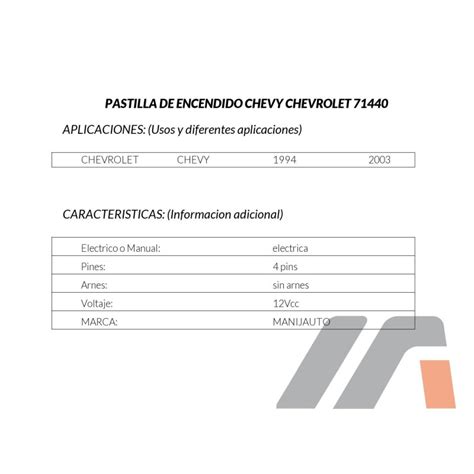 PASTILLA DE ENCENDIDO CHEVY CHEVROLET 71440