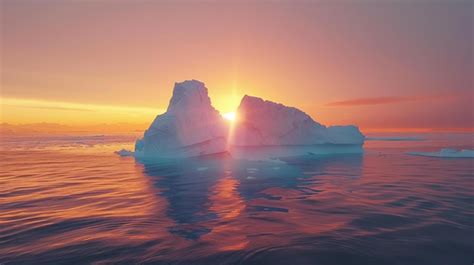 Una hermosa puesta de sol sobre el hielo ártico El sol se pone detrás