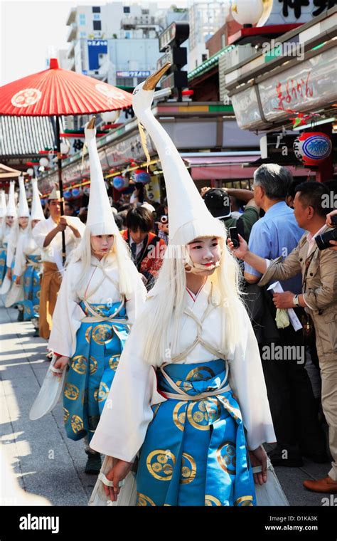 Women dressed in traditional costume during the Sanja Matsuri Festival ...