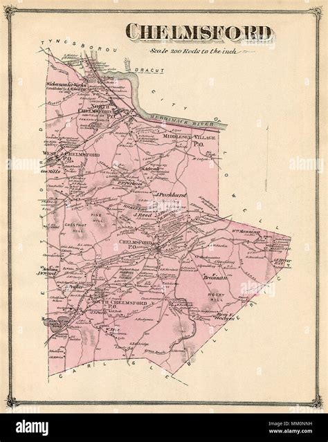 Map of West Chelmsford in Chelmsford. 1875 Stock Photo - Alamy