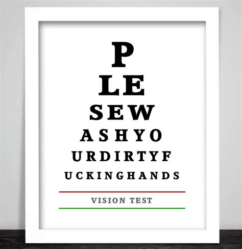 A Very Rude Funny Eye Chart Witty Humorous Laughable Comical Etsy