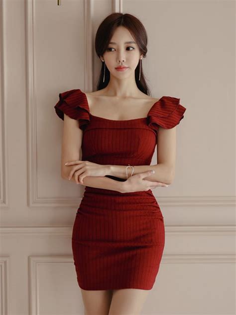 Wholesale Korean Knitting Bodycon Red Dress From China To Japan