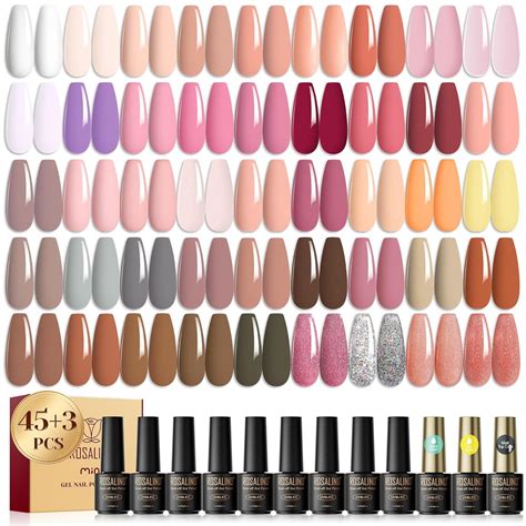 Rosalind Pcs Gel Nail Polish Set White Nude Pink Colors Gel Nail