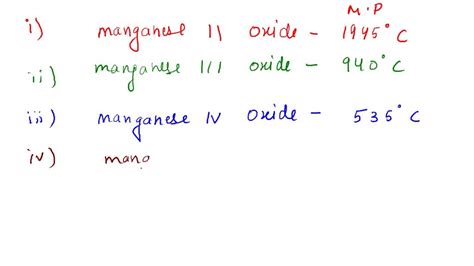 SOLVED: Using data tables find the melting points of manganese (II ...