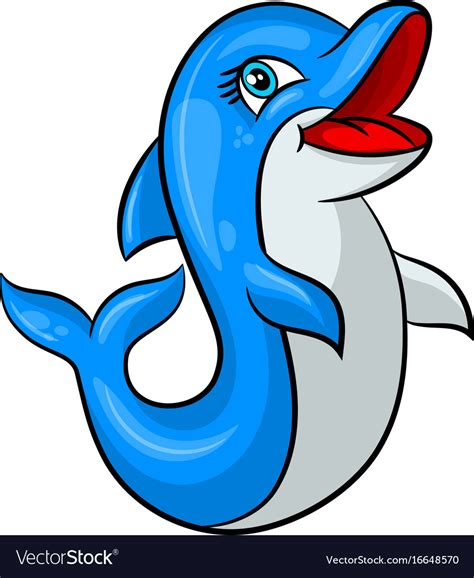 Funny cartoon dolphin Royalty Free Vector Image