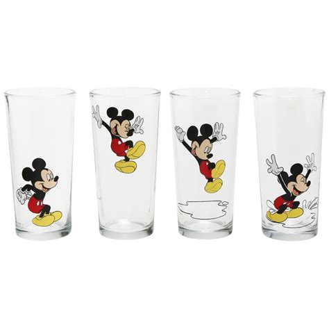 Conjunto 4 Copos Vidro Mickey Disney No Shoptime