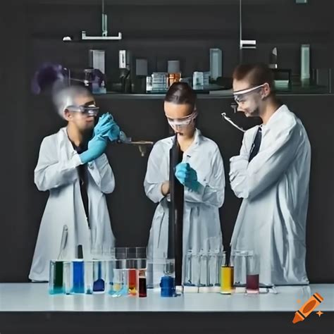 A Group Of Scientists Conducting Experiments In A Laboratory On Craiyon