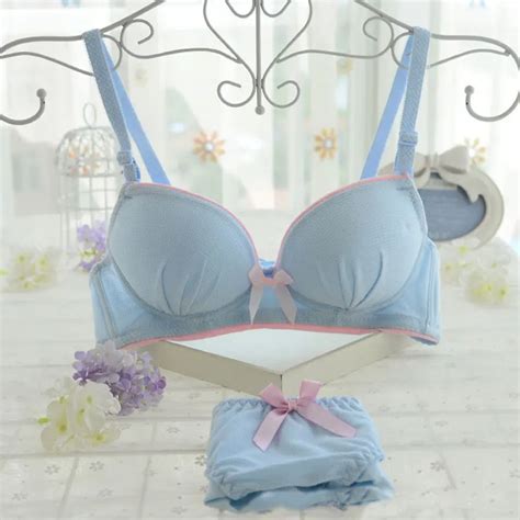 Wriufred Bralette Women Bra And Panties Push Up Bra Cute Bow Teenage