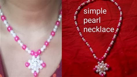 Simple Pearl Necklace Pearl Necklace Making Tutorial Nupur Creation Youtube