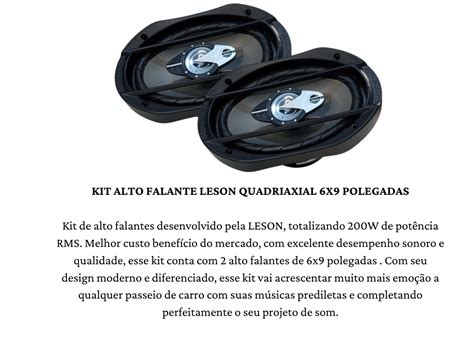 Kit Alto Falante Leson Quadriaxial X Polegadas W R Cz Ntv