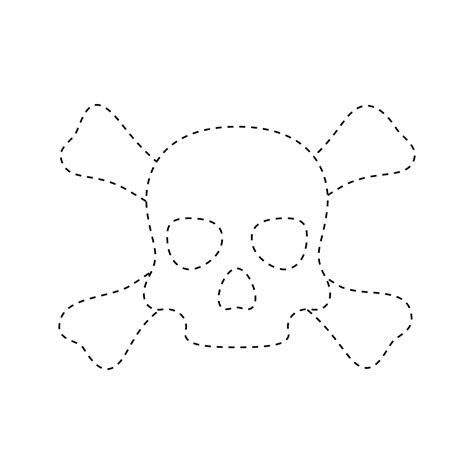 skull  crossbones tracing worksheet  kids  vector art