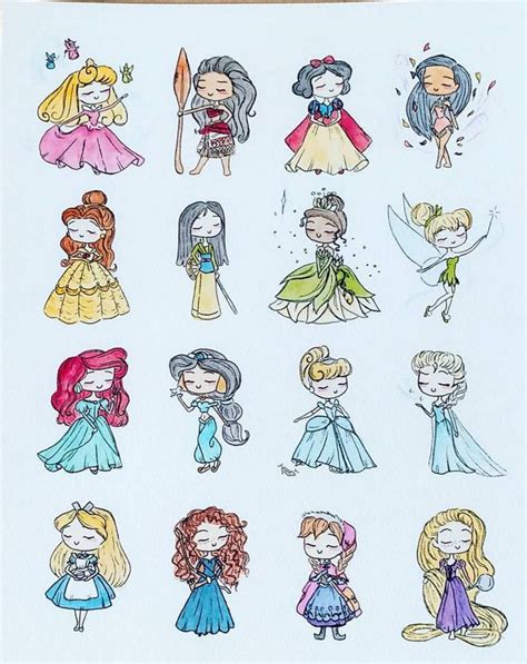 #disney #disneyprincesses #watercolor Cute Disney Drawings, Disney ...