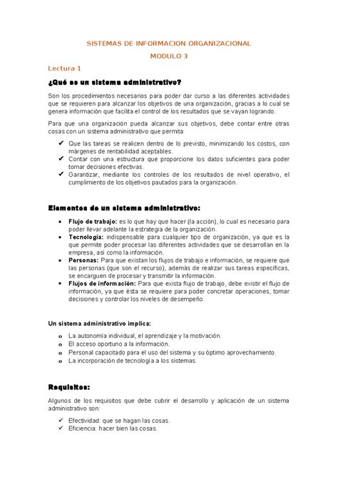 Resumen Sio M Sistemas De Informacion Organizacional Modulo