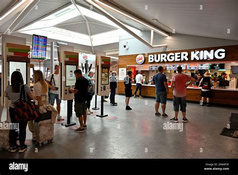 Inside Bristol airport departures lounge Burger King restaurant for fast food Stock Photo - Alamy