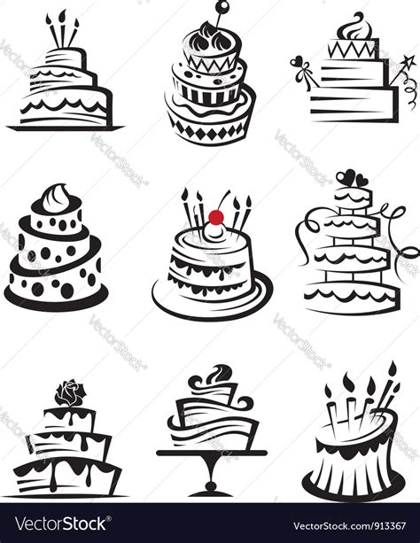 Set Of Cakes Royalty Free Vector Image Vectorstock