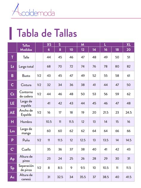 Tablas De Tallas Artofit