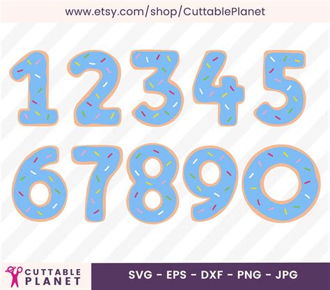 Blue Donuts Numbers Svg Dxf Eps Png  Instant Download Etsy